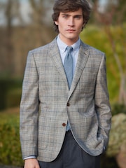 Light Blue Slim Nova Fides Check Blazer - Image 1 of 14