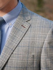 Light Blue Slim Nova Fides Check Blazer - Image 3 of 14