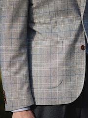 Light Blue Slim Nova Fides Check Blazer - Image 4 of 14