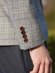 Light Blue Slim Nova Fides Check Blazer - Image 5 of 14