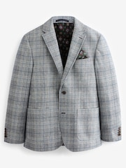 Light Blue Slim Nova Fides Check Blazer - Image 8 of 14