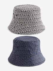 Navy Blue/Black Monogram Festival Reversible Bucket Hat - Image 1 of 9