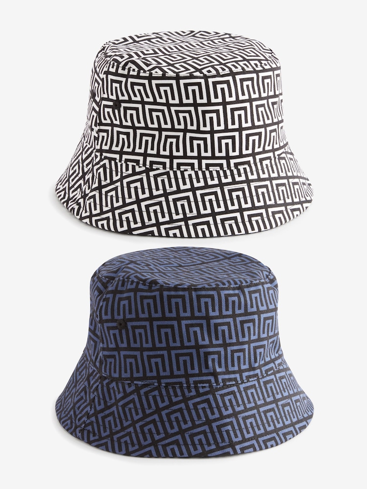 Navy Blue/Black Monogram Festival Reversible Bucket Hat - Image 1 of 9 Navy Blue/Black Monogram Festival Reversible Bucket Hat - Image 1 of 9