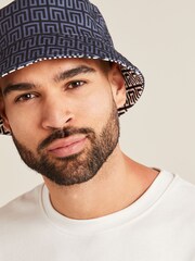 Navy Blue/Black Monogram Festival Reversible Bucket Hat - Image 6 of 9