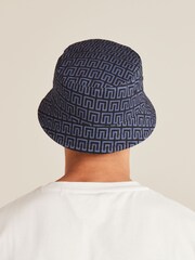 Navy Blue/Black Monogram Festival Reversible Bucket Hat - Image 7 of 9