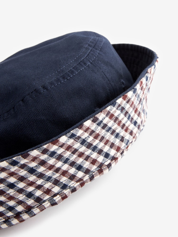 Navy Blue Check Reversible Bucket Hats 2 Pack - Image 17 of 17