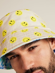 Blau mit Knüpfbatik/Smiley - Festival Wendbarer Fischerhut - Bild 4 von 7