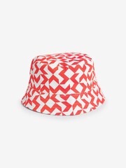 Orange/Blue Geometric Print Festival Reversible Bucket Hat - Image 4 of 6