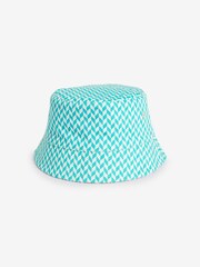 Orange/Blue Geometric Print Festival Reversible Bucket Hat - Image 5 of 6