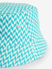 Orange/Blue Geometric Print Festival Reversible Bucket Hat - Image 6 of 6
