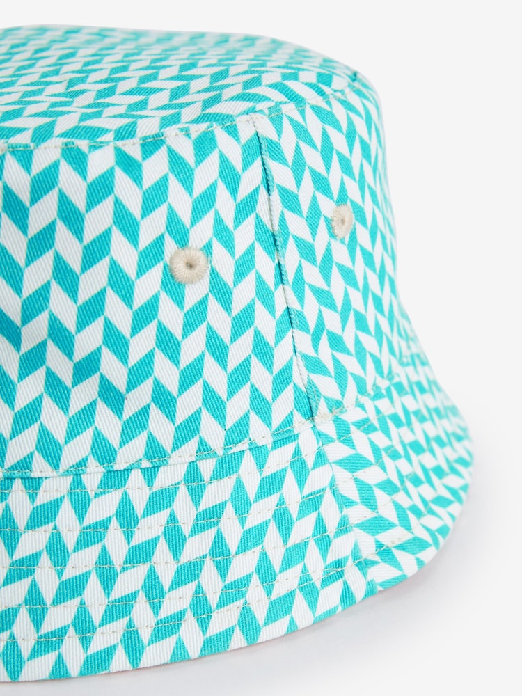 Orange/Blue Geometric Print Festival Reversible Bucket Hat - Image 6 of 6
