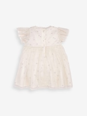 Mint Velvet Cream Bridesmaid Glitter Star Mesh Dress - Image 5 of 6