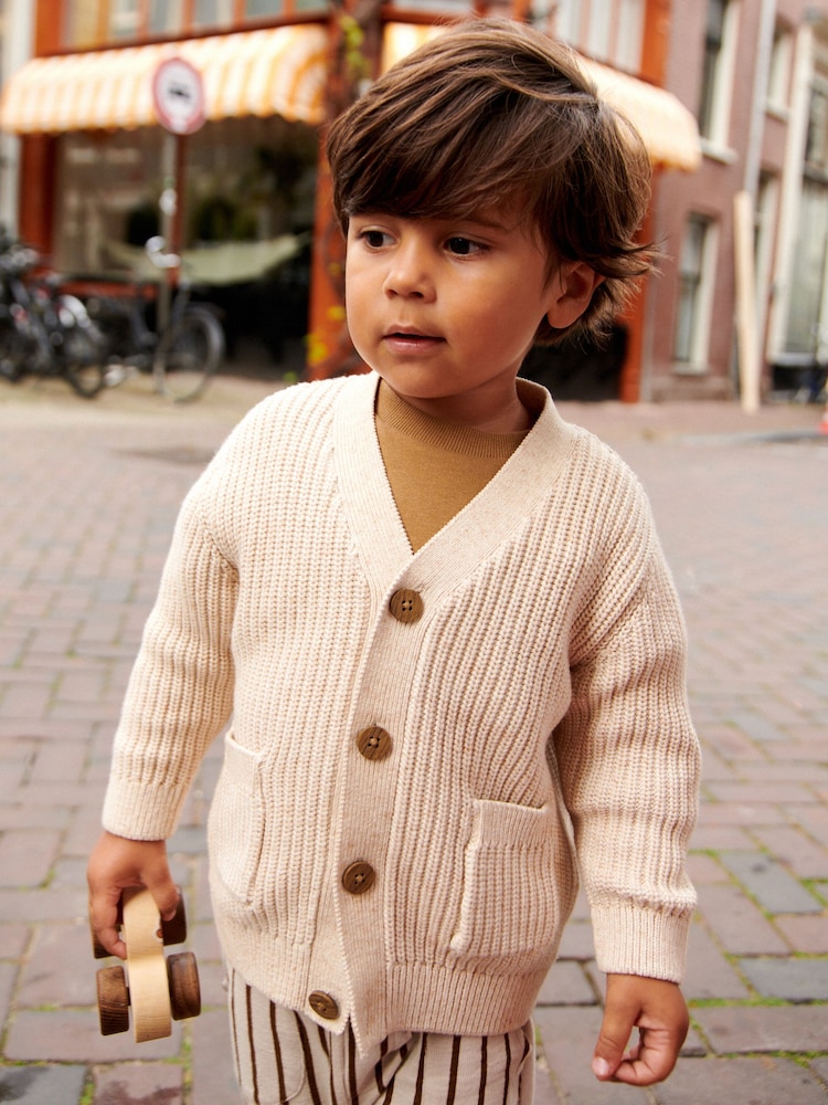 Ecru Relaxed Fit 100% Cotton Cardigan (3mths-7yrs) - Image 1 of 4