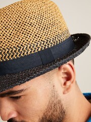 Navy Blue/Natural Straw Hat - Image 3 of 5