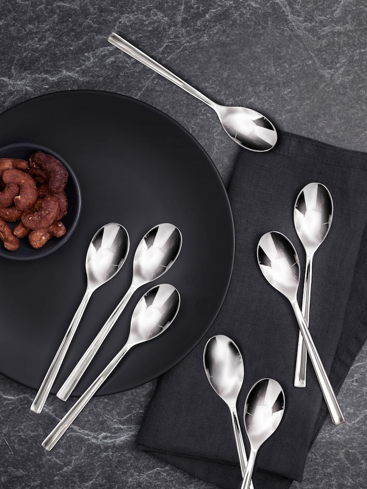 Robert Welch Silver Set of 8 English Blockley Design Teaspoons - Image 1 of 4