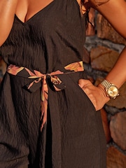 Myleene Klass Black Floral Wide Leg Jumpsuit - Image 3 of 7