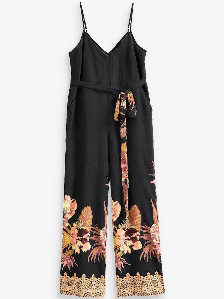 Myleene Klass Black Floral Wide Leg Jumpsuit - Image 7 of 7