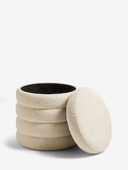 Casual Boucle Oyster Natural Ribbed Storage Stool - Image 6 of 7