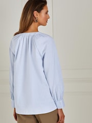 Pale Blue Chambray Denim Blouse - Image 4 of 6
