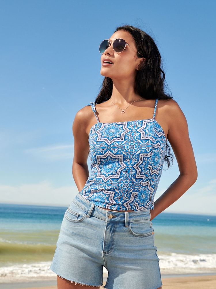 Mid Blue Super Soft Denim Shorts - Image 1 of 7