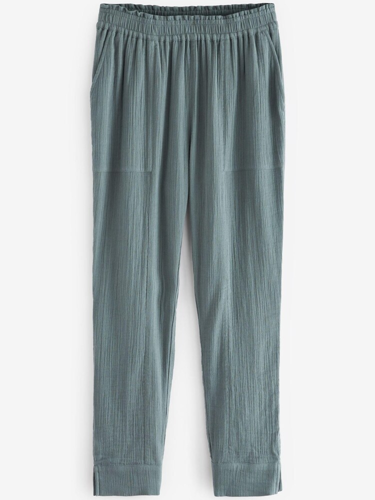 Green Cotton Crinkle Joggers - Image 4 of 4 Green Cotton Crinkle Joggers - Image 4 of 4