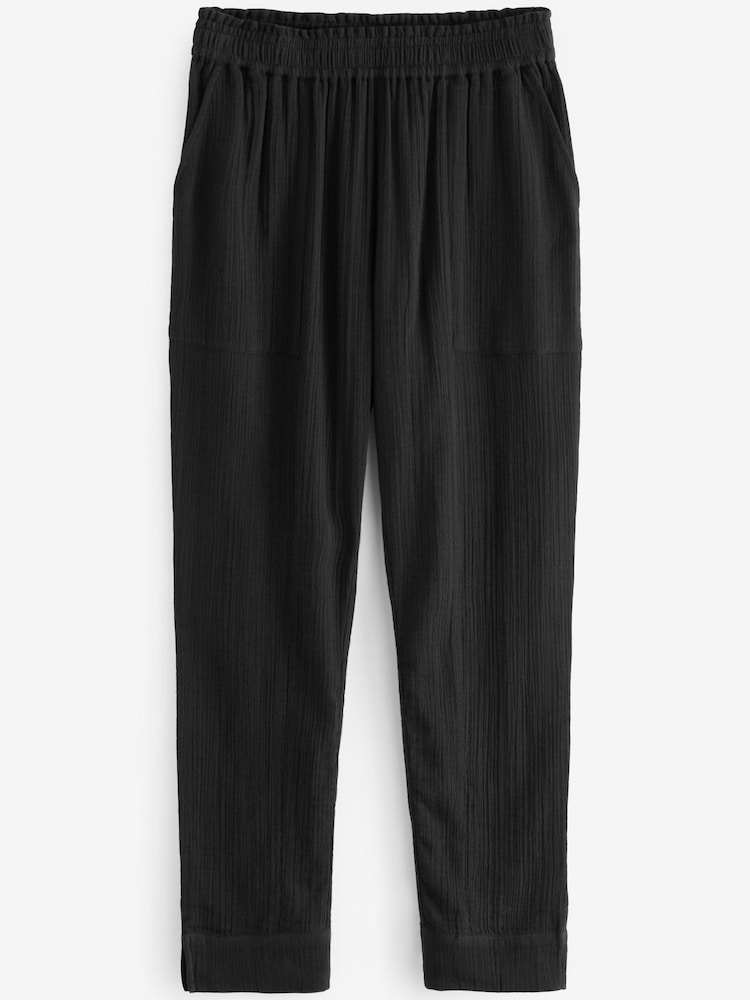 Black Cotton Crinkle Joggers - Image 5 of 5 Black Cotton Crinkle Joggers - Image 5 of 5