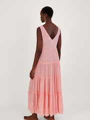 Monsoon Orange Lace Trim Bodice Beach Maxi Dress - Image 2 of 4