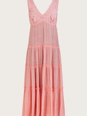 Monsoon Orange Lace Trim Bodice Beach Maxi Dress - Image 4 of 4
