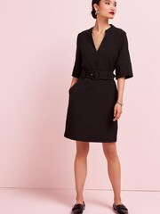 Black Tailored Belted Mini Dress - Image 2 of 5