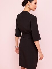 Black Tailored Belted Mini Dress - Image 3 of 5
