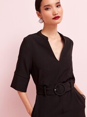 Black Tailored Belted Mini Dress - Image 4 of 5