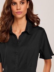 Black Fluted Sleeve Empire Midi Shirt Dress - Image 3 of 5