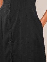 Black Fluted Sleeve Empire Midi Shirt Dress - Image 4 of 5