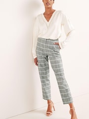 Grey Check Taper Leg Trousers With Linen - Image 1 of 6