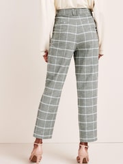Grey Check Taper Leg Trousers With Linen - Image 3 of 6