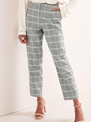 Grey Check Taper Leg Trousers With Linen - Image 4 of 6