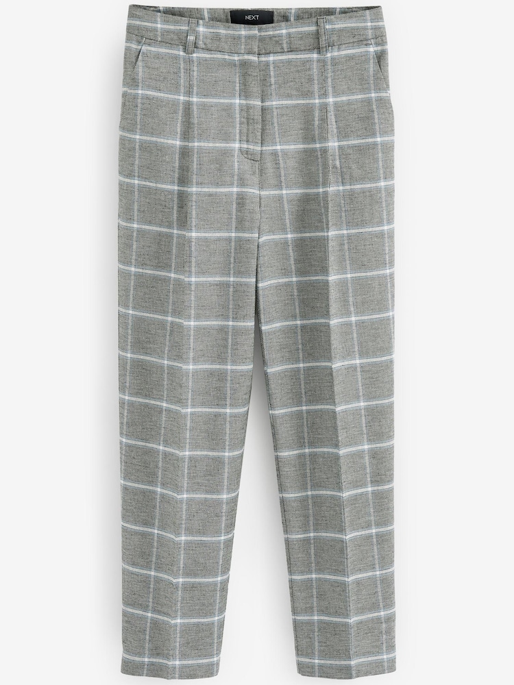 Grey Check Taper Leg Trousers With Linen - Image 6 of 6