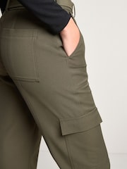 Khaki Green Smart Utility Cargo Belted Taper Trousers - Image 4 of 5