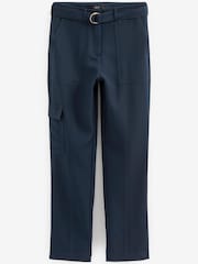 Navy Blue Smart Utility Cargo Belted Taper Trousers - Image 2 of 2
