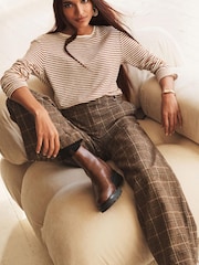 Brown Check Smart Tailored Wide Trousers - Image 1 of 2