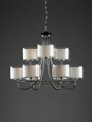 Laura Ashley Chrome Southwell 9 Light Chandelier and Glass Lamp Shade - Image 2 of 5