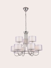 Laura Ashley Chrome Southwell 9 Light Chandelier and Glass Lamp Shade - Image 3 of 5