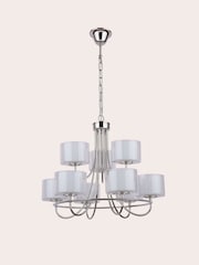 Laura Ashley Chrome Southwell 9 Light Chandelier and Glass Lamp Shade - Image 4 of 5