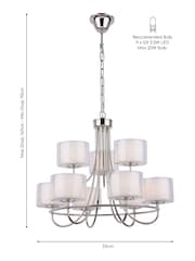 Laura Ashley Chrome Southwell 9 Light Chandelier and Glass Lamp Shade - Image 5 of 5