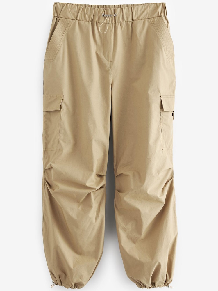 Camel Brown Cargo Cotton Parachute Trousers - Image 4 of 4
