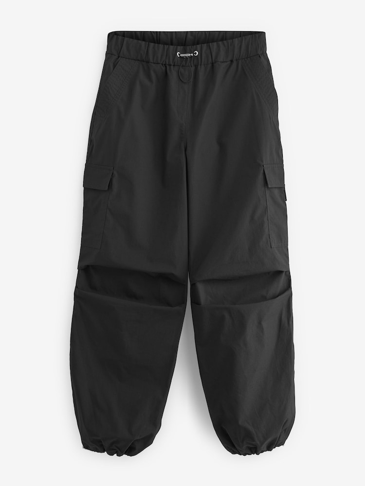 Black Parachute Cotton Cargo Trousers - Image 2 of 2