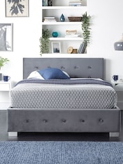 Aspire Furniture Silver Ashford Velvet Side Lift Ottoman Bed - Image 1 of 4
