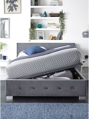 Aspire Furniture Silver Ashford Velvet Side Lift Ottoman Bed - Image 2 of 4
