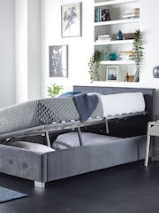 Aspire Furniture Silver Ashford Velvet Side Lift Ottoman Bed - Image 4 of 4