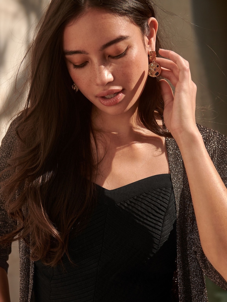 Brown Sparkle Belted Cardigan - Image 2 of 5